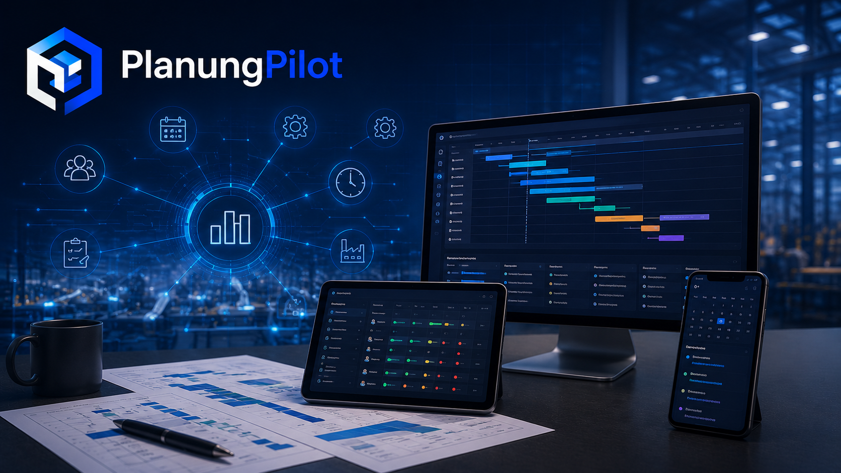 PlanungPilot Übersicht mit Planung, Kapazitäten und Kalender