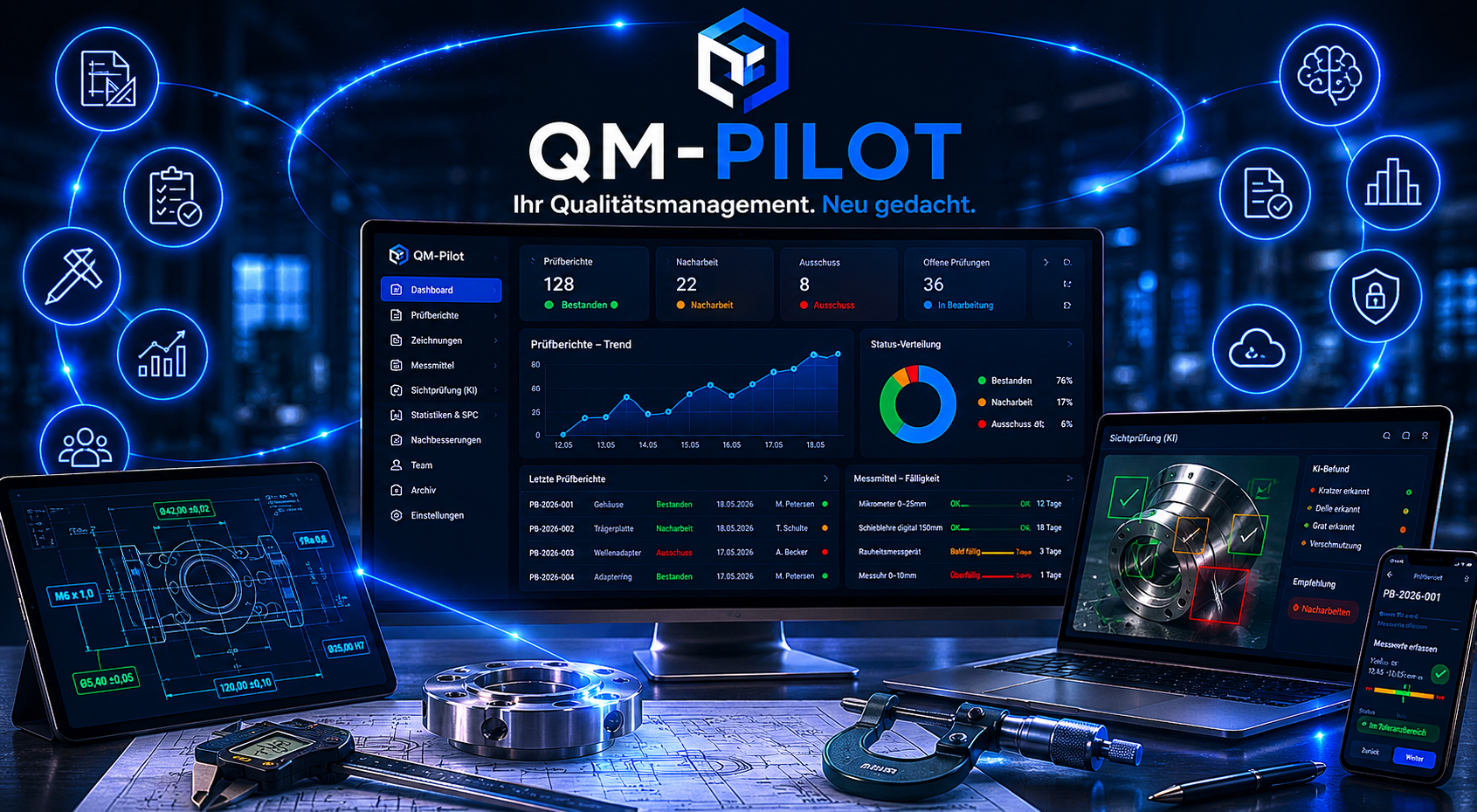 QM-Pilot Dashboard – KI-gestütztes Qualitätsmanagement für Fertigung und Handwerk