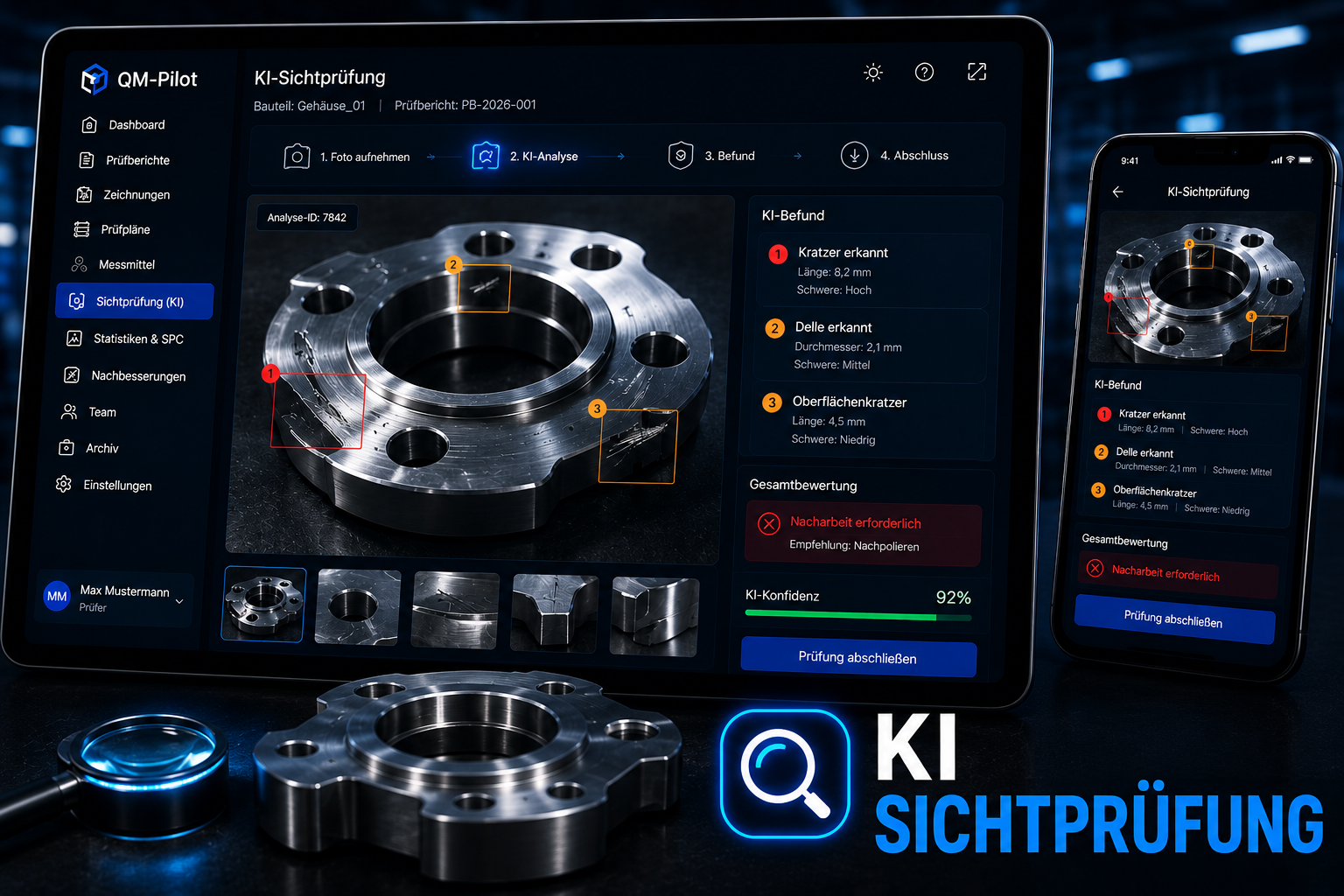 KI-Sichtprüfung im QM-Pilot: Oberflächenfehler automatisch erkennen per KI